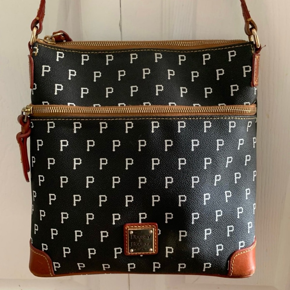 Dooney & Bourke Black and Brown Signature P Crossbody